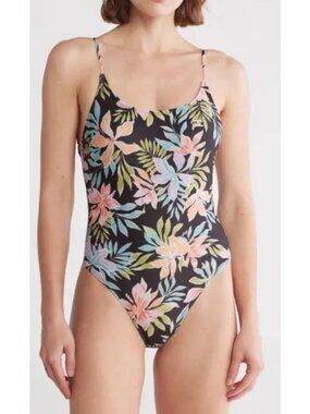 Billabong Beach Babe One Piece Swimsuit Womens L Floral Swimming Summer Chic